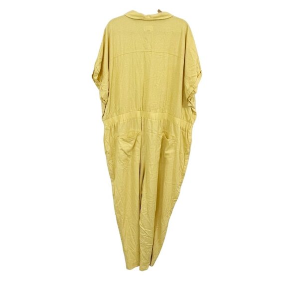 NEW Universal Thread Yellow Linen Utility Jumpsuit Tie Waist - Size 28 - Picture 2 of 9